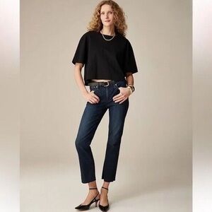 J. Crew Womens Size 26 9” High-Rise Demi-Boot Crop Jeans in Dark Worn Wash‎ READ